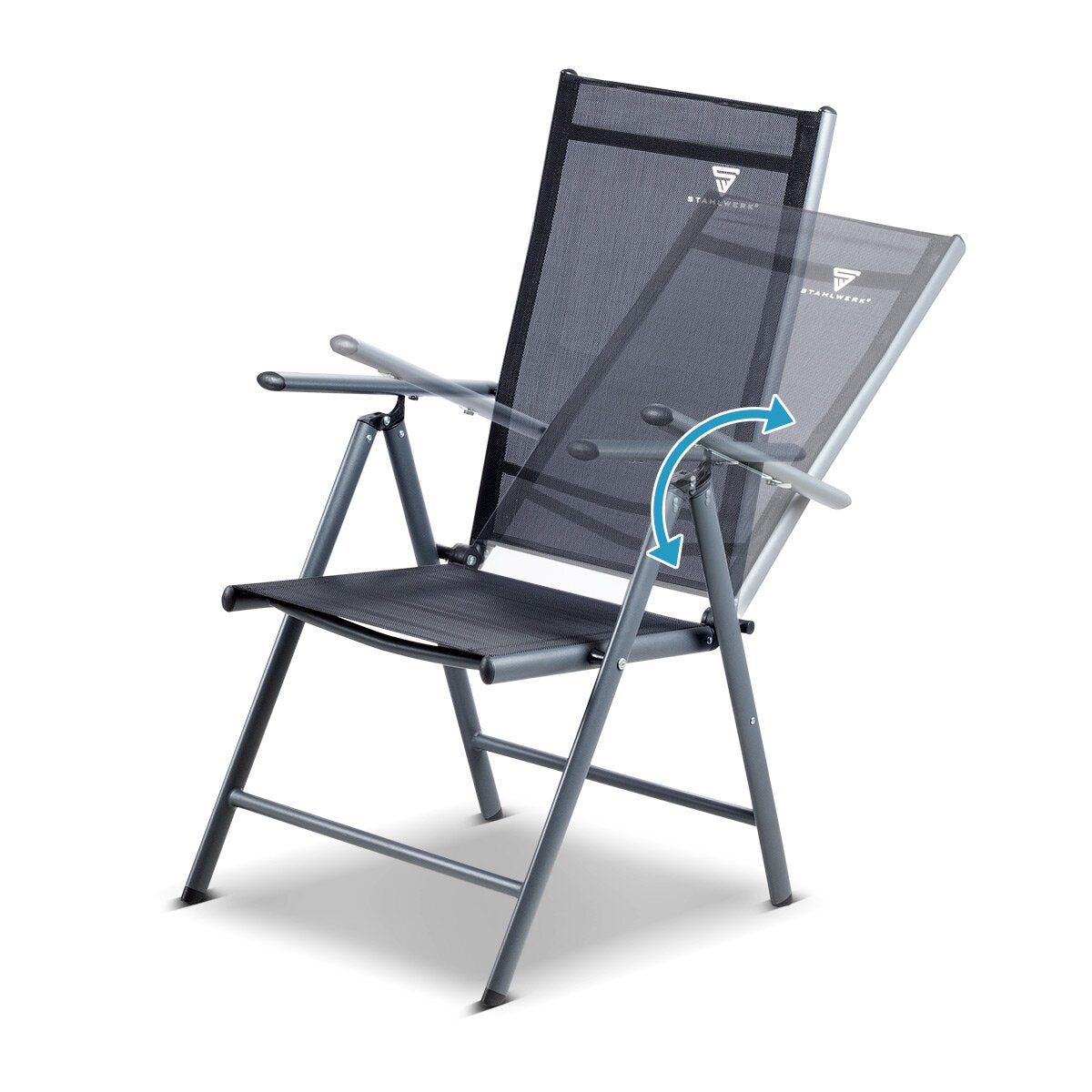 Steelworks camping chair CS-103 ST garden chair | Folding chair | Folding armchair | Aluminum chair | Hochlehner | Terrace chair | Angler chair | Balcony chair with armrest and adjustable backrest