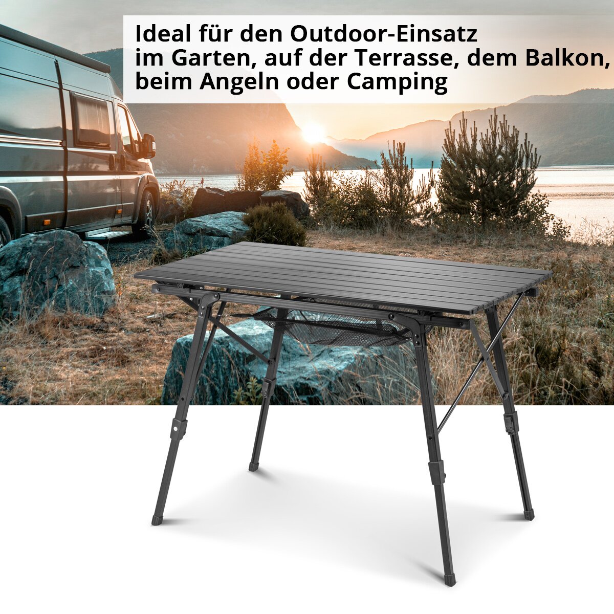 Steelworks Camping table CT-30 ST foldable and height-adjustable aluminum-folding table | Garden table | Beer table | Camping furniture | Folding table | Balcony | Terrace table including transport bag