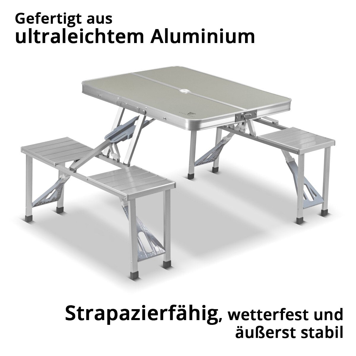 Steelworks camping table with chairs | Foldable aluminum-folding table | Garden table | Beer table | Camping furniture | Folding table | Foldable table sets in the set with camping chairs for 4 people