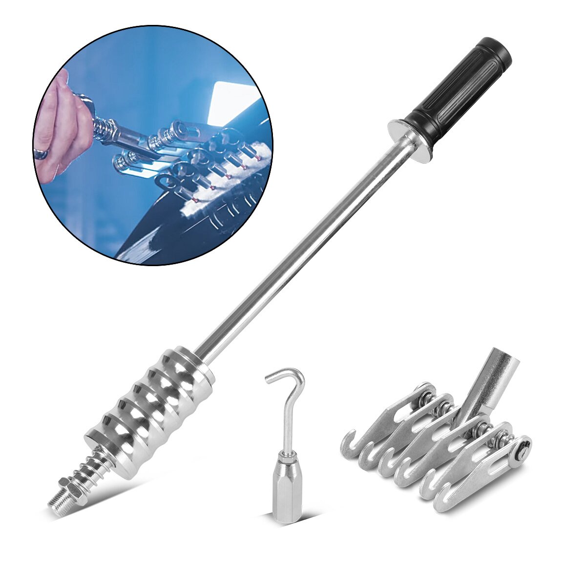 Steelworks dell puller set with a flaw and chrome -plated lubricant | Smart Repair Accessories for Fleet Spotters | Dellenlifter Disprudence for the professional repair of car body