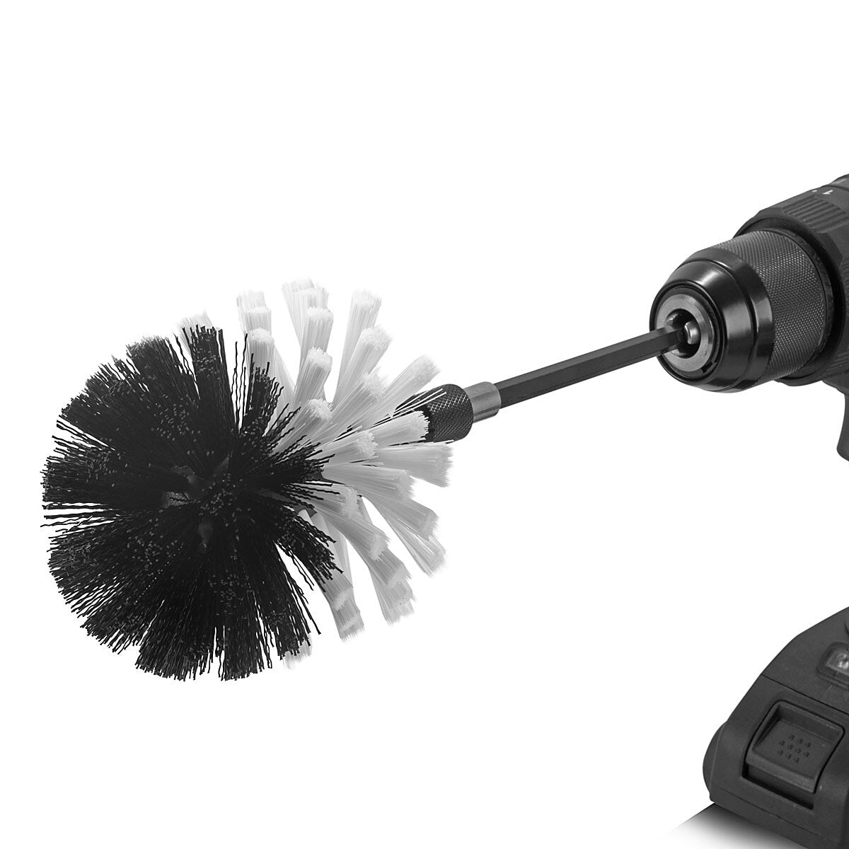 Steelworks brush attachment 4 Set for cordless screwdriver and drilling machines, cleaning, polishing and detailing brushes with standard bit recording including extension adapter