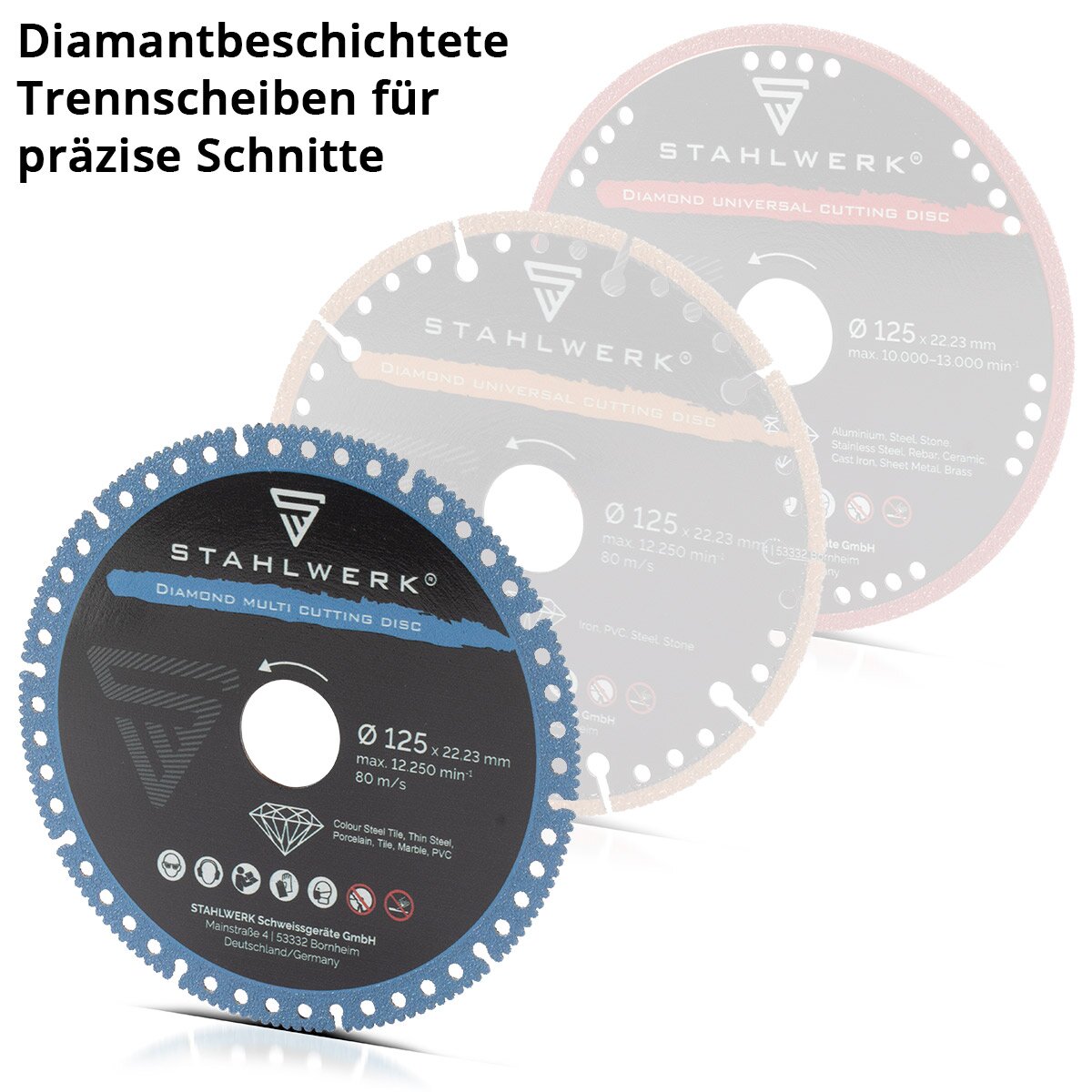 STAHLWERK Diamant Multi Trennscheibe 2er Set 125 x 22,23 mm | Stahl, Porzellan, Marmor, PVC | Hohe Schnittpräzision & lange Lebensdauer