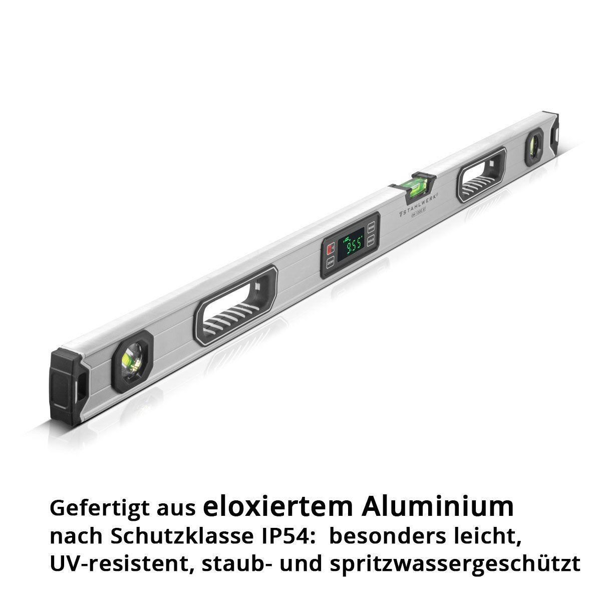 STAHLWERK Digitale Wasserwaage DW-1000 ST aus Aluminium mit 1000 mm Länge magnetische Richtwaage | Magnet-Wasserwaage | Aluminium-Wasserwaage | Digital-Wasserwaage | Winkelmesser