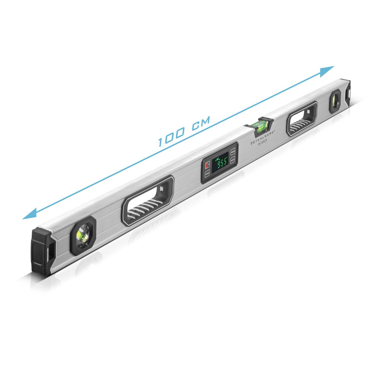 STAHLWERK Digitale Wasserwaage DW-1000 ST aus Aluminium mit 1000 mm Länge magnetische Richtwaage | Magnet-Wasserwaage | Aluminium-Wasserwaage | Digital-Wasserwaage | Winkelmesser