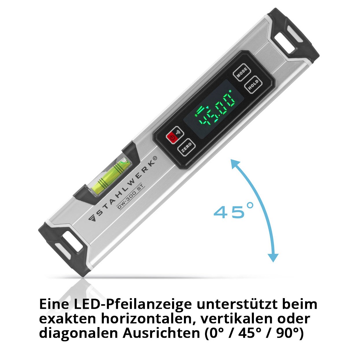 Steelworks Digital Water scale DW-300 ST made of aluminum with 300 mm length magnetic directional scale | Magnet water scale | Aluminum water scale | Digital water scale | Linen knife