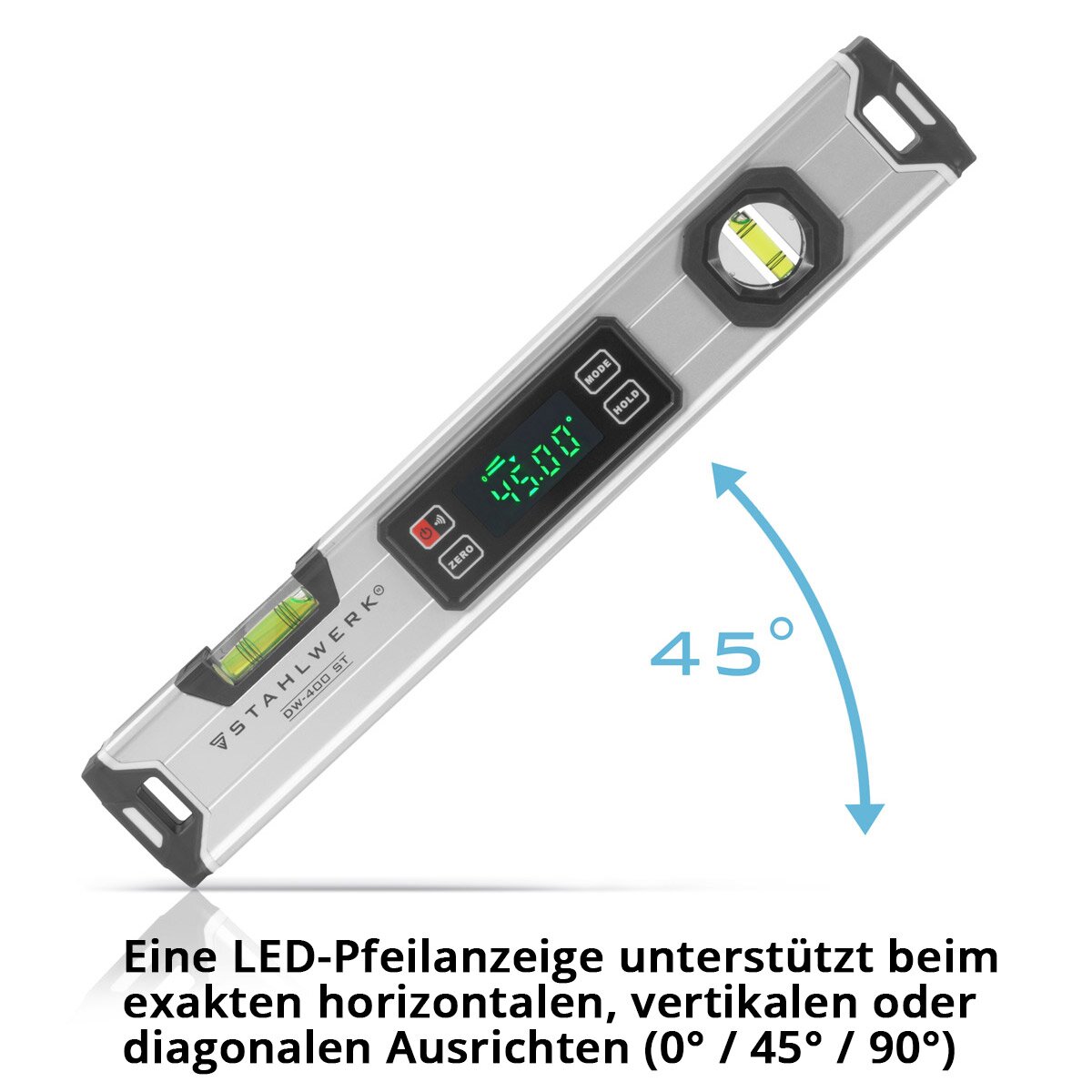 Steelworks Digital Water scale DW-400 ST made of aluminum with 400 mm length magnetic directional scale | Magnet water scale | Aluminum water scale | Digital water scale | Linen knife