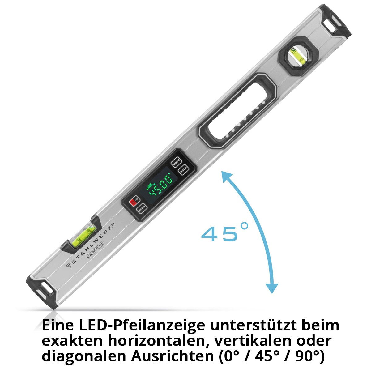 Steelworks Digital Water scale DW-600 ST made of aluminum with 600 mm length magnetic directional scale | Magnet water scale | Aluminum water scale | Digital water scale | Linen knife