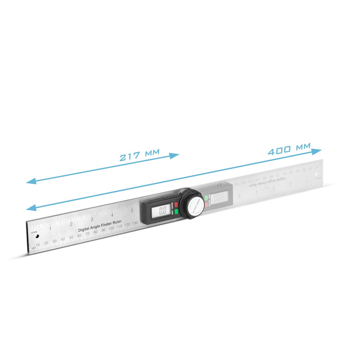 Steelworks Digital Wrassenmesser DWM-200 ST con intervallo di misurazione 180 mm Dispositivo di misurazione angolo di precisione a 360 ° | Faccia | Winkellineale in acciaio inossidabile