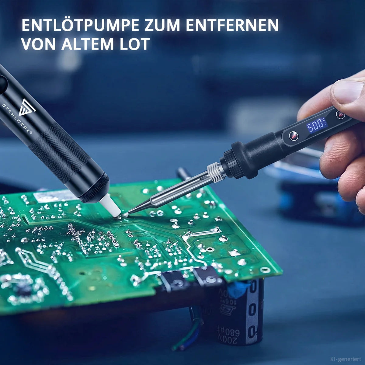 Digitales Lötkolben-Set 80 W | 180-500 °C | LCD-Display, Keramik-Heizelement, Temperaturkalibrierung und Speicherfunktion | für Weichlötarbeiten