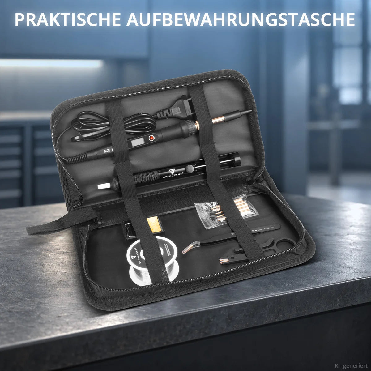 Digitales Lötkolben-Set 80 W | 180-500 °C | LCD-Display, Keramik-Heizelement, Temperaturkalibrierung und Speicherfunktion | für Weichlötarbeiten
