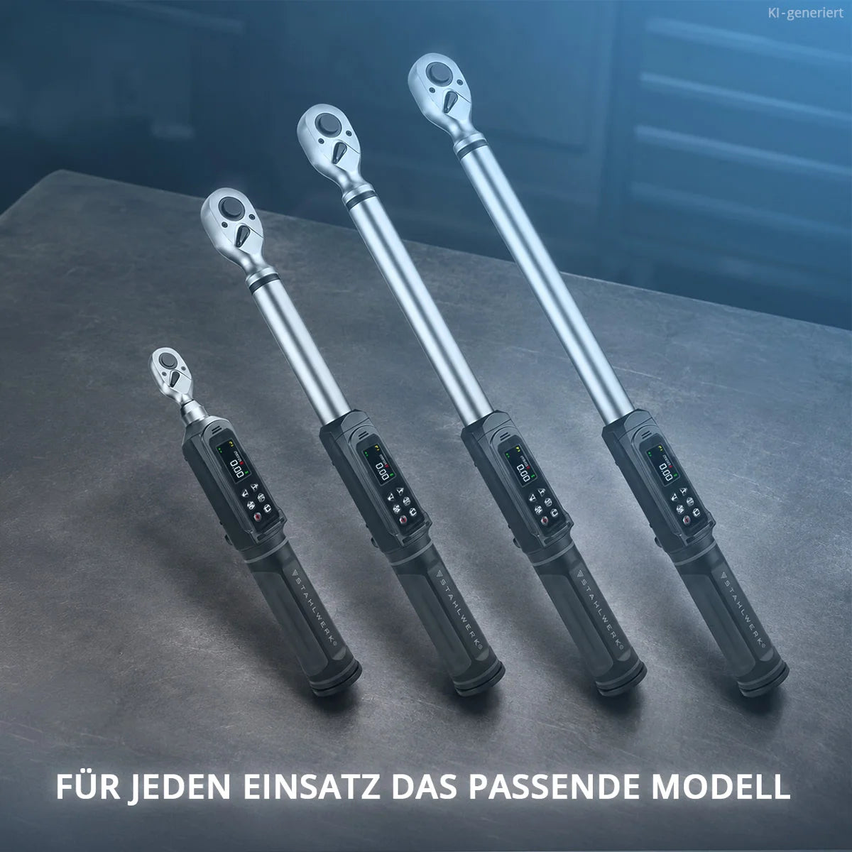 STAHLWERK Digitaler Drehmomentschlüssel 0,5-30 Nm 1/4"-Aufnahme | 72 Zähne | 265 mm | mit Eichzertifikat | Umschaltknarre | Ratschenschlüssel | Ratsche | LED-Anzeige und Transportbox