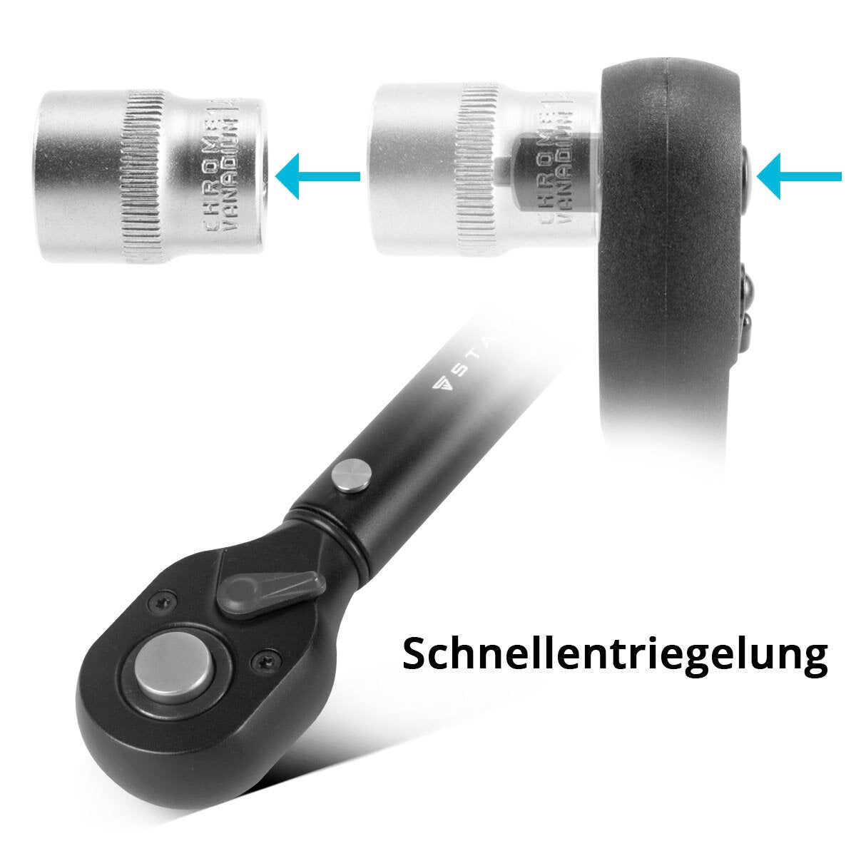 STAHLWERK Drehmomentschlüssel TWS-210 ST 30-210 Nm 1/2“ Umschaltknarre | Ratschenschlüssel | Ratsche | Knarre mit Mikrometerskala inklusive Verlängerungsstange und 3/8“ Adapter