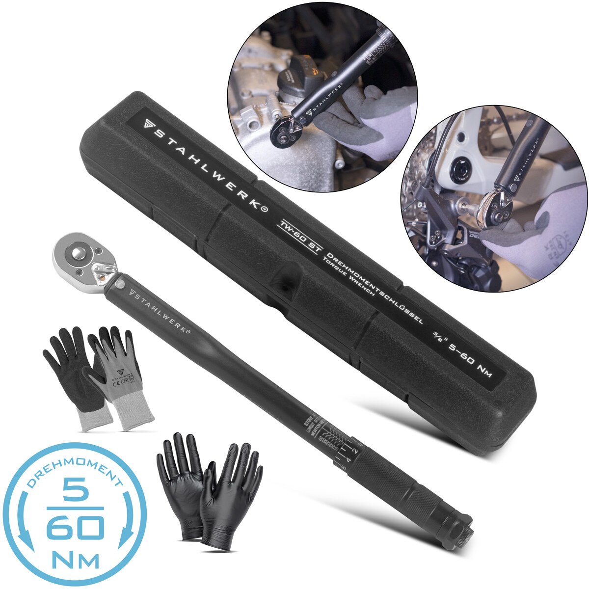 Steelworks torque wrench TW-60 ST 5-60 NM 3/8 “customs switching crack |  Ratchet keys | Ratchet | Crunch with micrometer scale