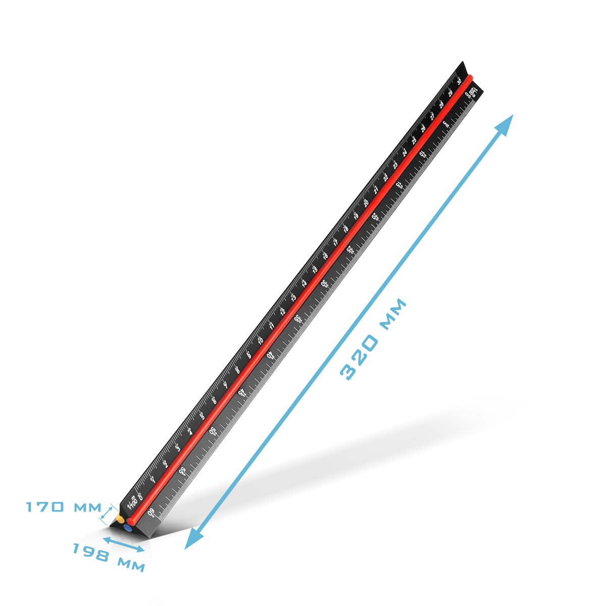 STAHLWERK Dreikant-Lineal 3er Set 30 cm mit metrischen Skalen im Maßstab 1:100 | 1:200 | 1:300 | 1:400 | 1:500 | 1:600 dreieckiger Aluminium-Maßstab | Dreikant-Maßstab | Architekten-Lineal