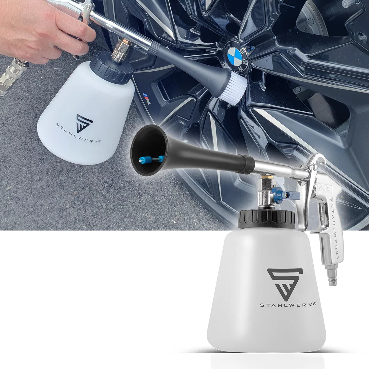 STAHLWERK Druckluft-Reinigungspistole RP-90 ST mit Zubehör-Set | Druckluft-Reiniger mit Tornado-Effekt | Innenreiniger | Waschpistole | Kfz Ausblaspistole zum Reinigen verschmutzter Oberflächen