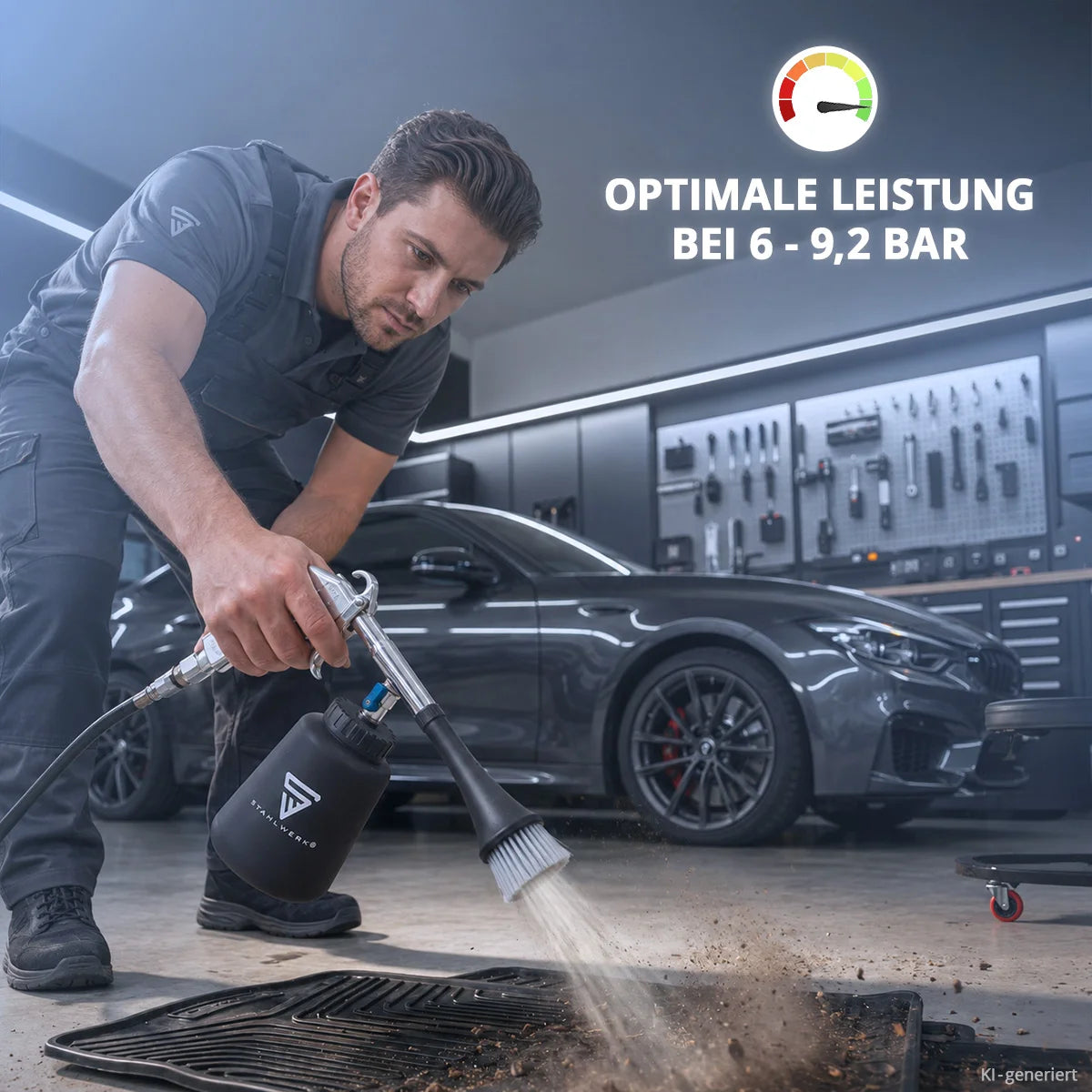 Pistolet de nettoyage à air comprimé STAHLWERK RP-90 ST avec effet tourbillonnant | Purificateur d'air comprimé efficace | Nettoyant intérieur | pistolet de lavage | Soufflette automobile pour un nettoyage efficace des surfaces