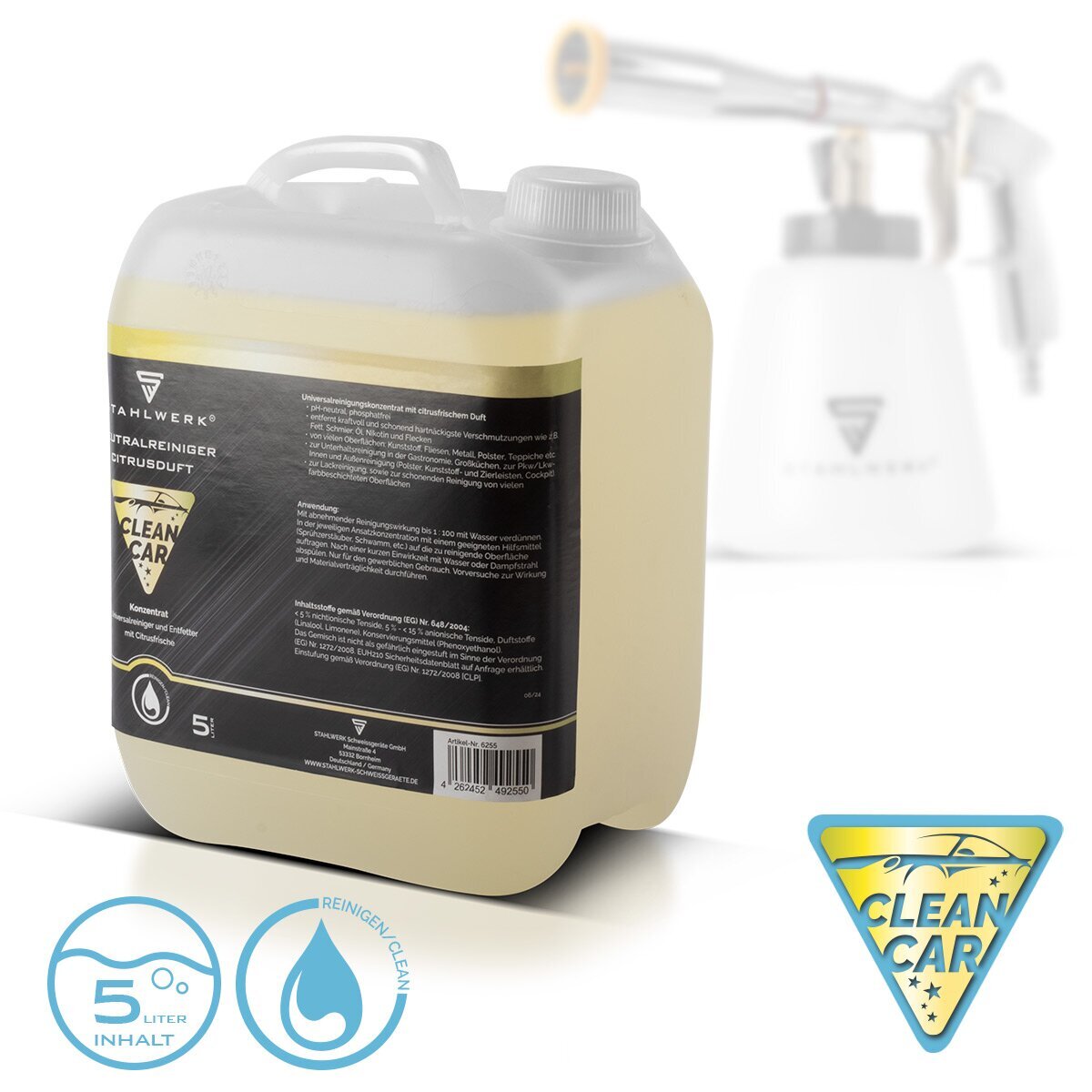 Steelworks Profi Sıkıştırılmış Hava Temizleme Tabanca RP-90 ST Sette 5 litre evrensel temizleyici, detaylandırma fırçaları, araba ağırlığı ve mikrofiber bez | Sıkıştırılmış hava temizleyici | İç temizleyici