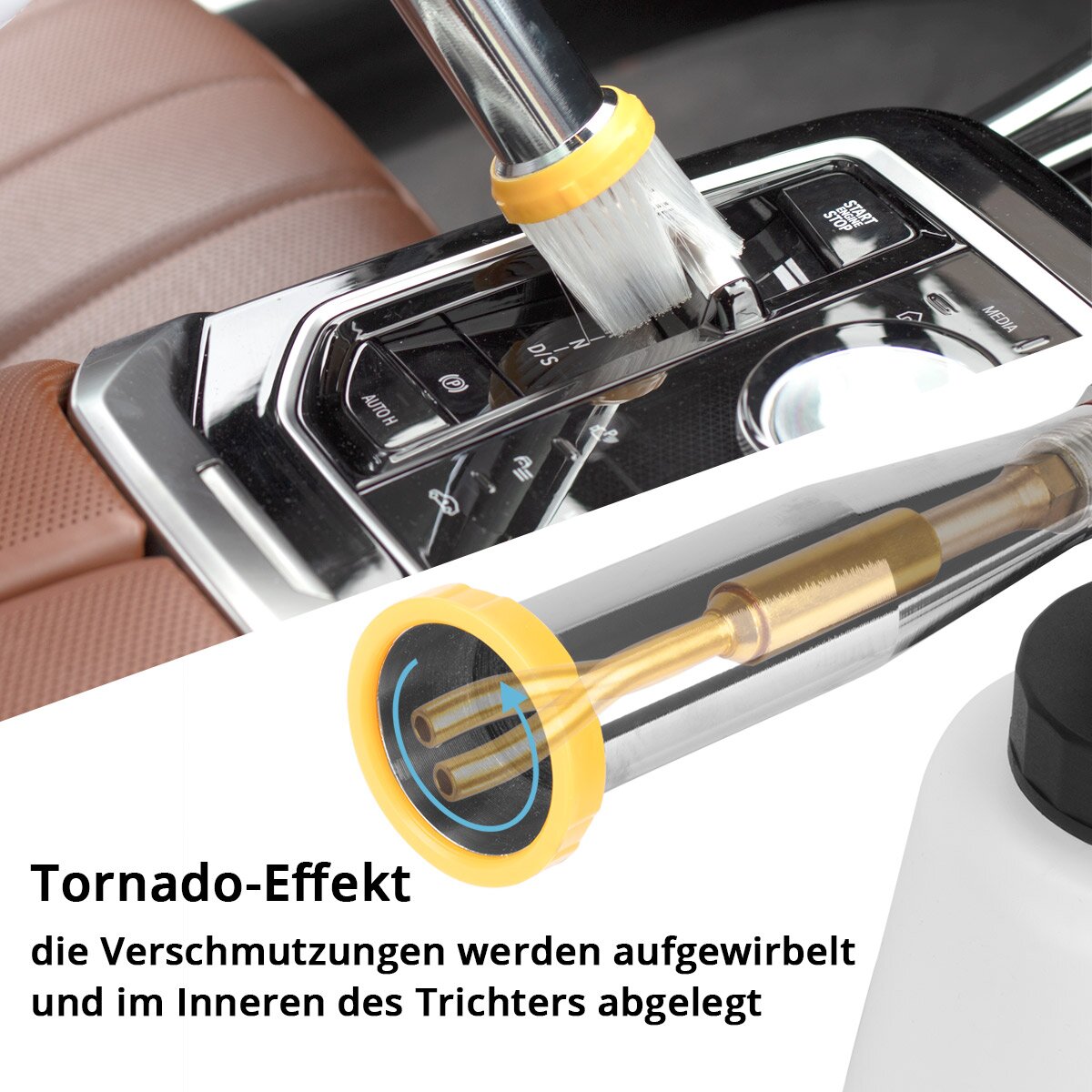 STAHLWERK Druckluft-Reinigungspistole RP-92 ST im Set mit 1 Liter Universalreiniger, Detailing-Pinseln, Autoschwamm und Mikrofaser-Tüchern | Profi Druckluft Reiniger mit Tornado-Effekt