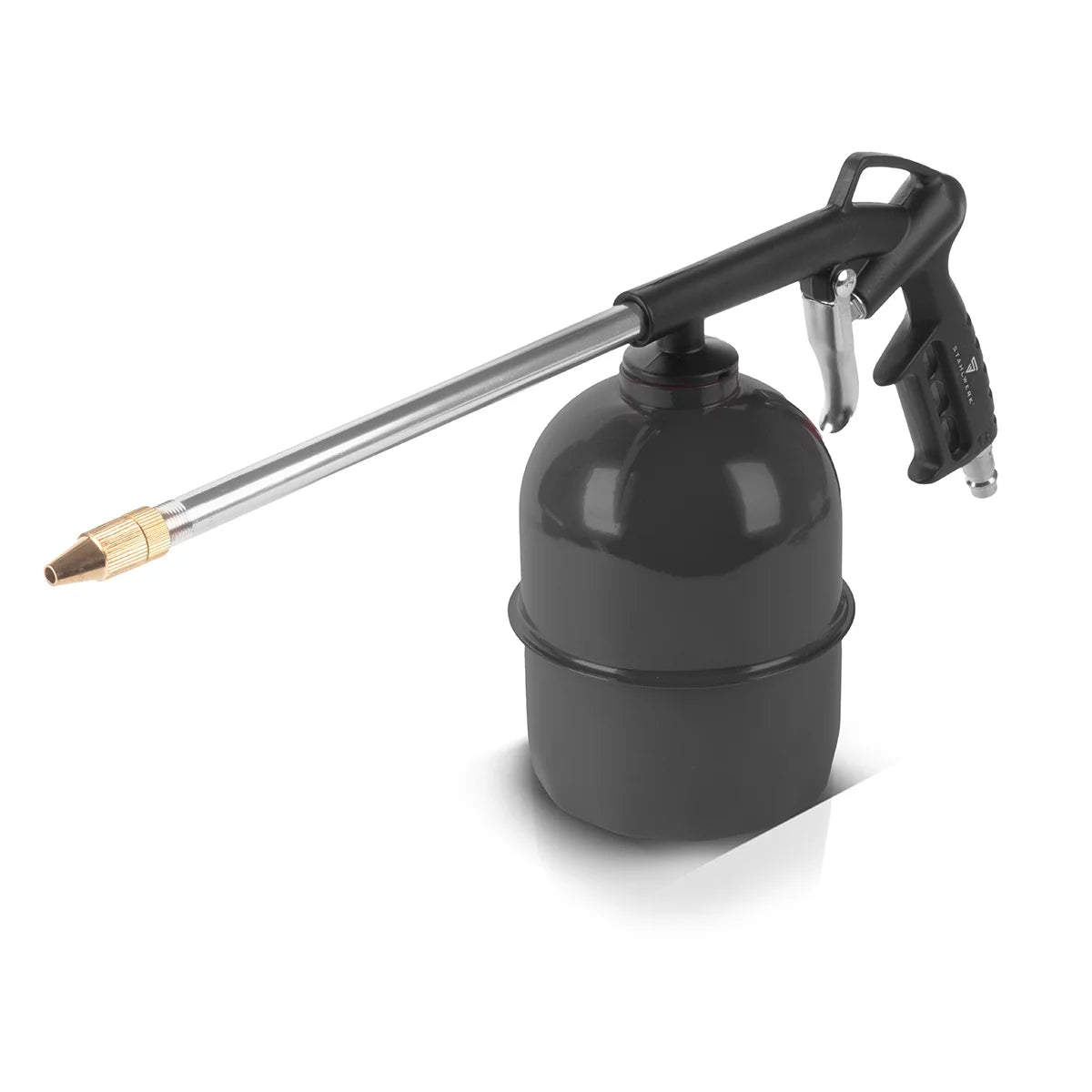 STAHLWERK Druckluftset 5-teilig |Druckluftwerkzeug inklusive Lackierpistole, Ausblaspistole, Reinigungspistole mit Behälter, Reifenfüller mit Druckmesser und 5 Meter Spiralschlauch zum Anschluss