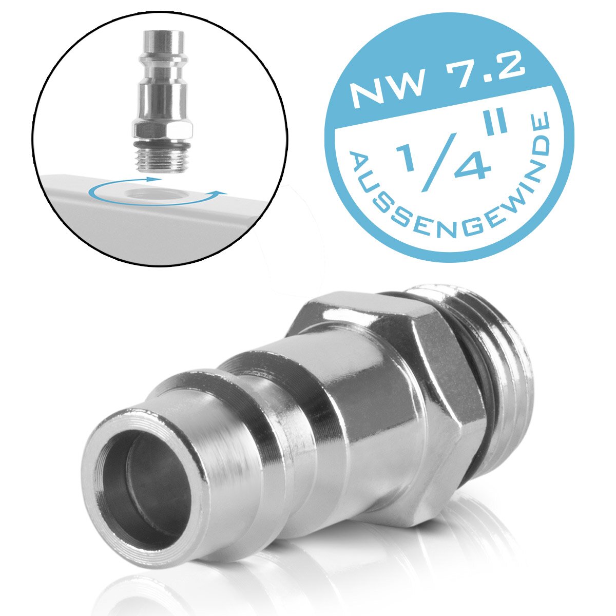 STAHLWERK 2-fach Druckluft-Verteiler | 2-Wege-Verteiler-Anschluss | Druckluft-Adapter | Pneumatik-Verteiler bis 35 bar mit Schnellkupplung NW 7.2 und 1/4 Zoll Anschlussgewinde für Druckluft-Kompressoren