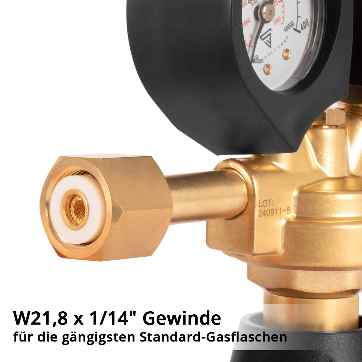 STAHLWERK Druckminderer ST-300 Pro bis 300 bar für Standard-Gasflaschen DIN EN ISO 2503 Druckregler aus hochwertigem Messing für Schweißgase, Mischgase und Schutzgase wie Argon | CO2 | Mix 18