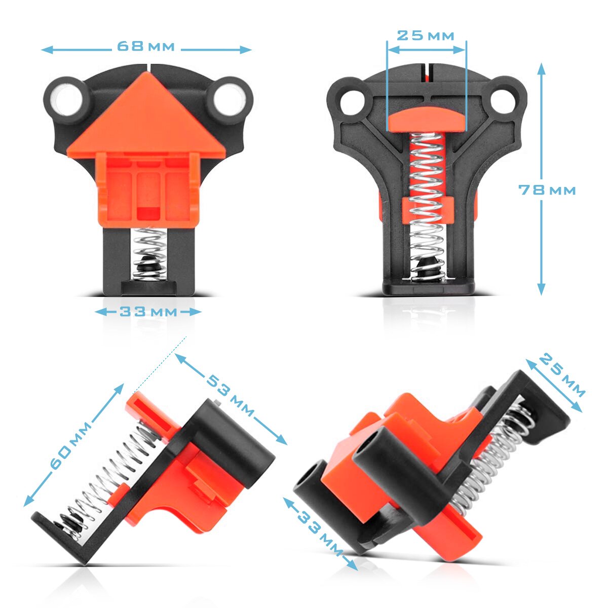 STAHLWERK Eckenspanner 8er Set 60° | 90° | 120° Winkelspanner | Winkelklemme | Winkelzwinge | Rahmenspanner | Eckklemme | Eckspanner zum Ausrichten und Fixieren