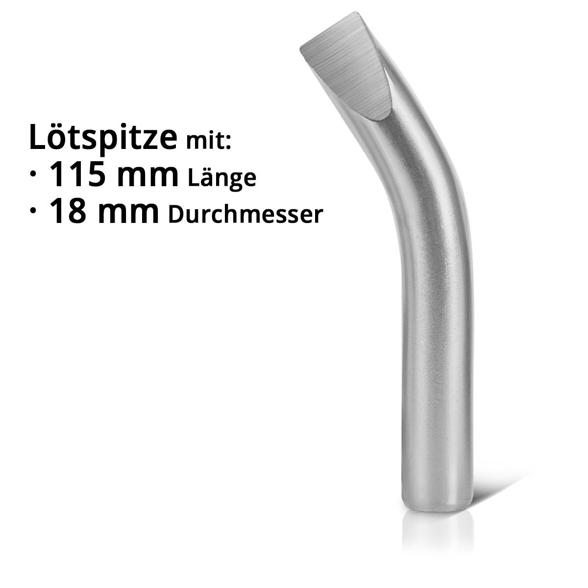 STAHLWERK Lötspitze | Lötkolbenspitze mit 115 mm Länge und 18 mm Durchmesser, gebogene Ersatz-Lötspitze für Lötkolben | Lötgeräte | Lötstationen | Lötpistolen