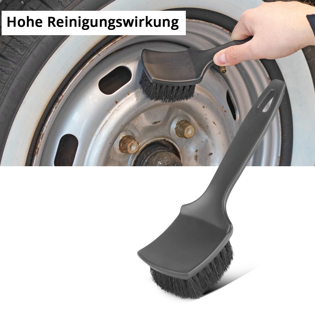 STAHLWERK Autoreinigungsbürste 4er Set Felgenbürste | Autopflege-Pinsel | Detailing-Bürste | Autowasch-Set | Radbürste | Universal-Bürste zum Reinigen empfindlicher Oberflächen