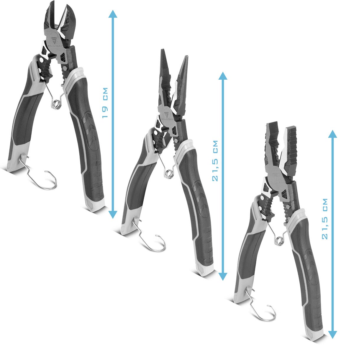 STAHLWERK Zangen 3er Set mit Kombizange Seitenschneider und Flachrundzange aus hochwertigem Chrom-Vanadium