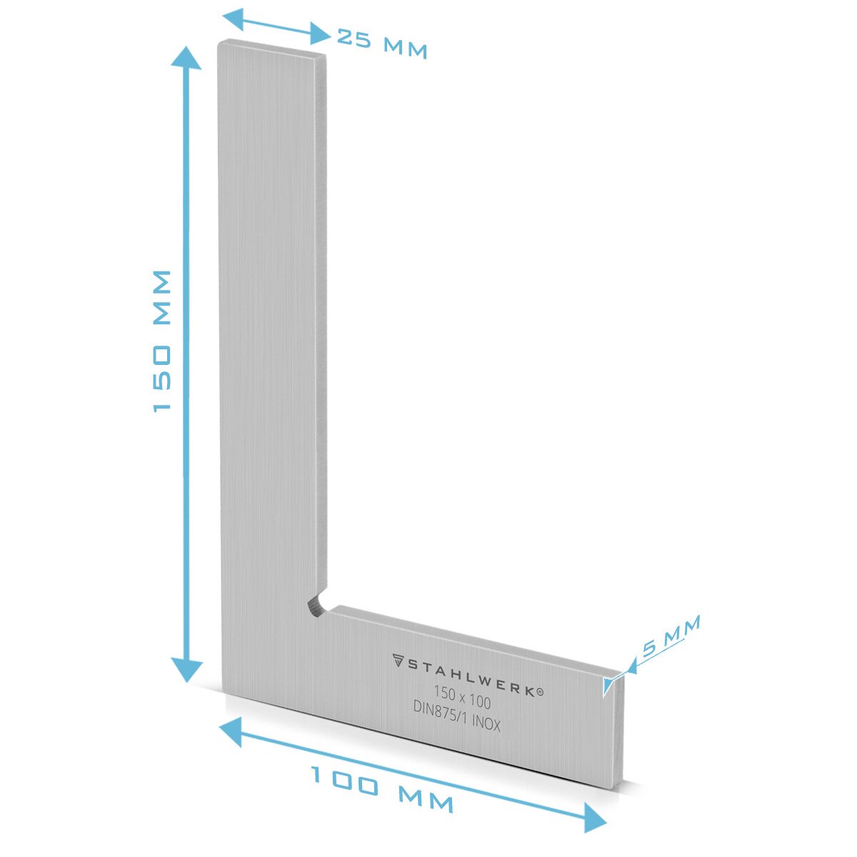 Steel mechanism flat angle 90 ° 150 x 100 mm DIN 875/1 control angle / locksmith angle / lock angle / precision angle made of stainless steel