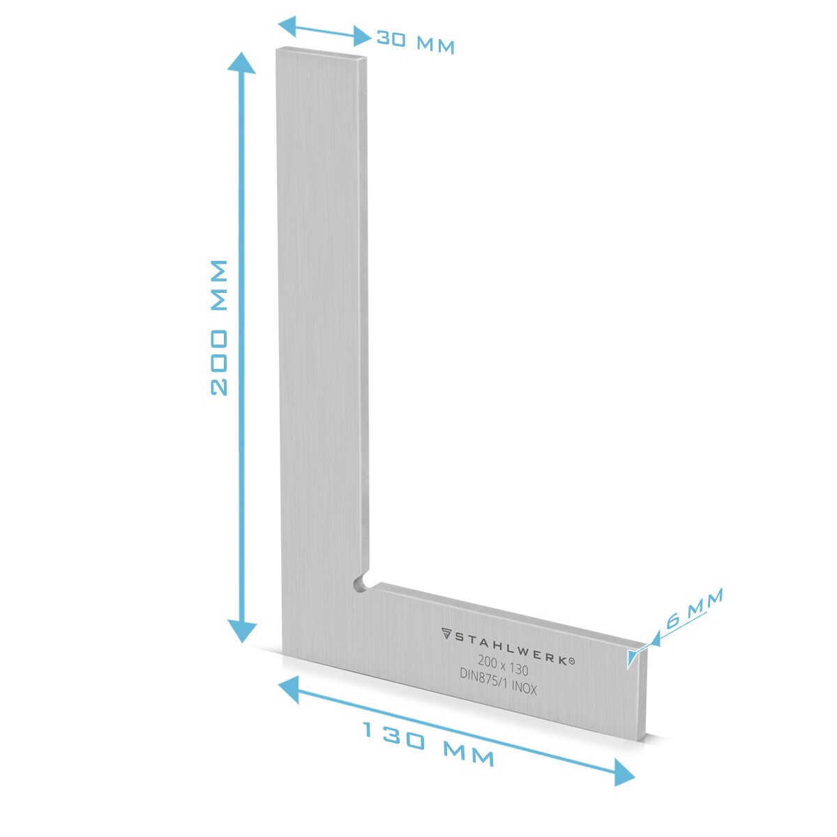 Steel mechanism flat angle 90 ° 200 x 130 mm DIN 875/1 Control angle / locksmith / locking angle / locking angle / precision angle made of stainless steel