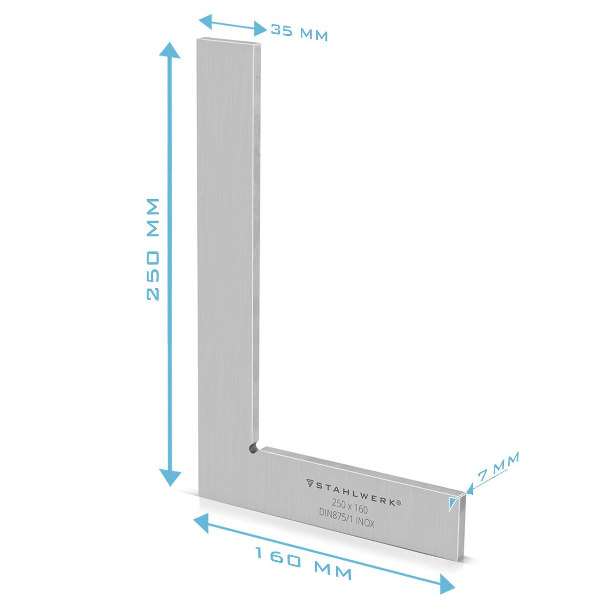 Steel mechanism flat angle 90 ° 250 x 160 mm DIN 875/1 Control angle / locksmith / locking angle / impact angle / precision angle made of stainless steel