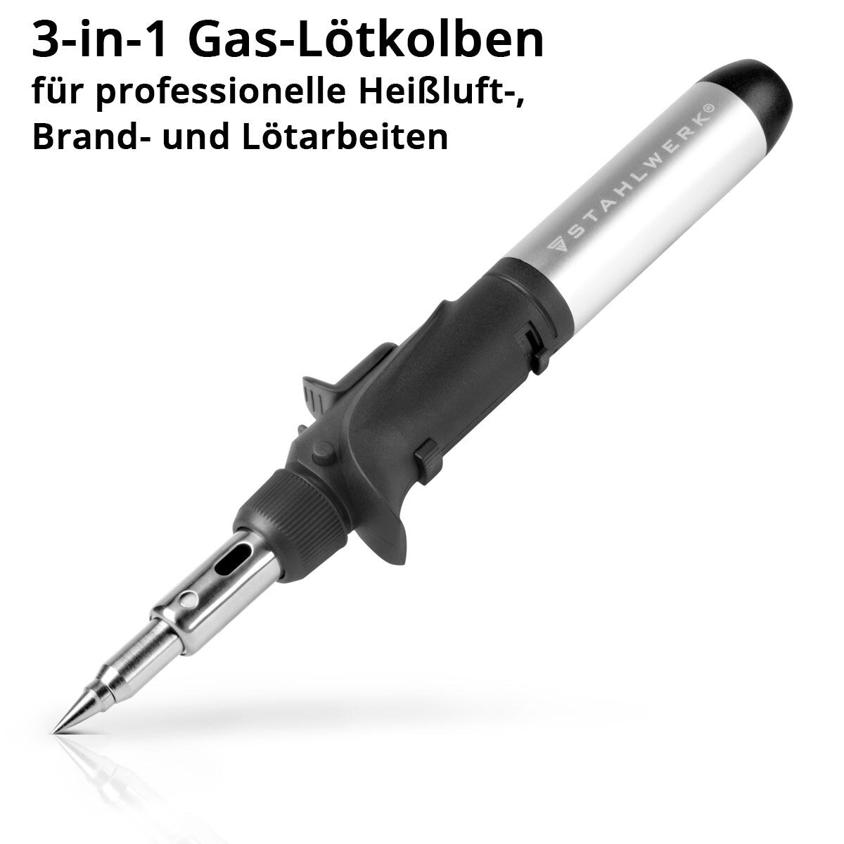 SETWORKS GAS POLLEN GLK-500 ST 10-in-1 Set simile a un gas | Dispositivo di saldatura | LötStation | Pistola di linea con temperatura di saldatura 200- 500 ° C e ugello di fiamma di 1.300 ° C per aria calda, fuoco e saldatura