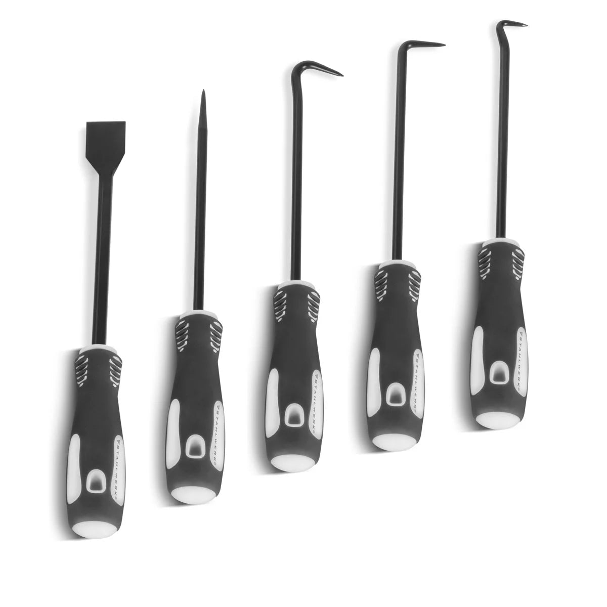 STAHLWERK Haken-Werkzeug-Set 12-teilig | Haken-Satz | Nadelhaken | Dichtungshaken | Kfz-Pick-Set | Präzisionshaken | Magnetisches Teleskop | O-Ring-Werkzeug zum Entfernen und Einsetzen von Dichtungen