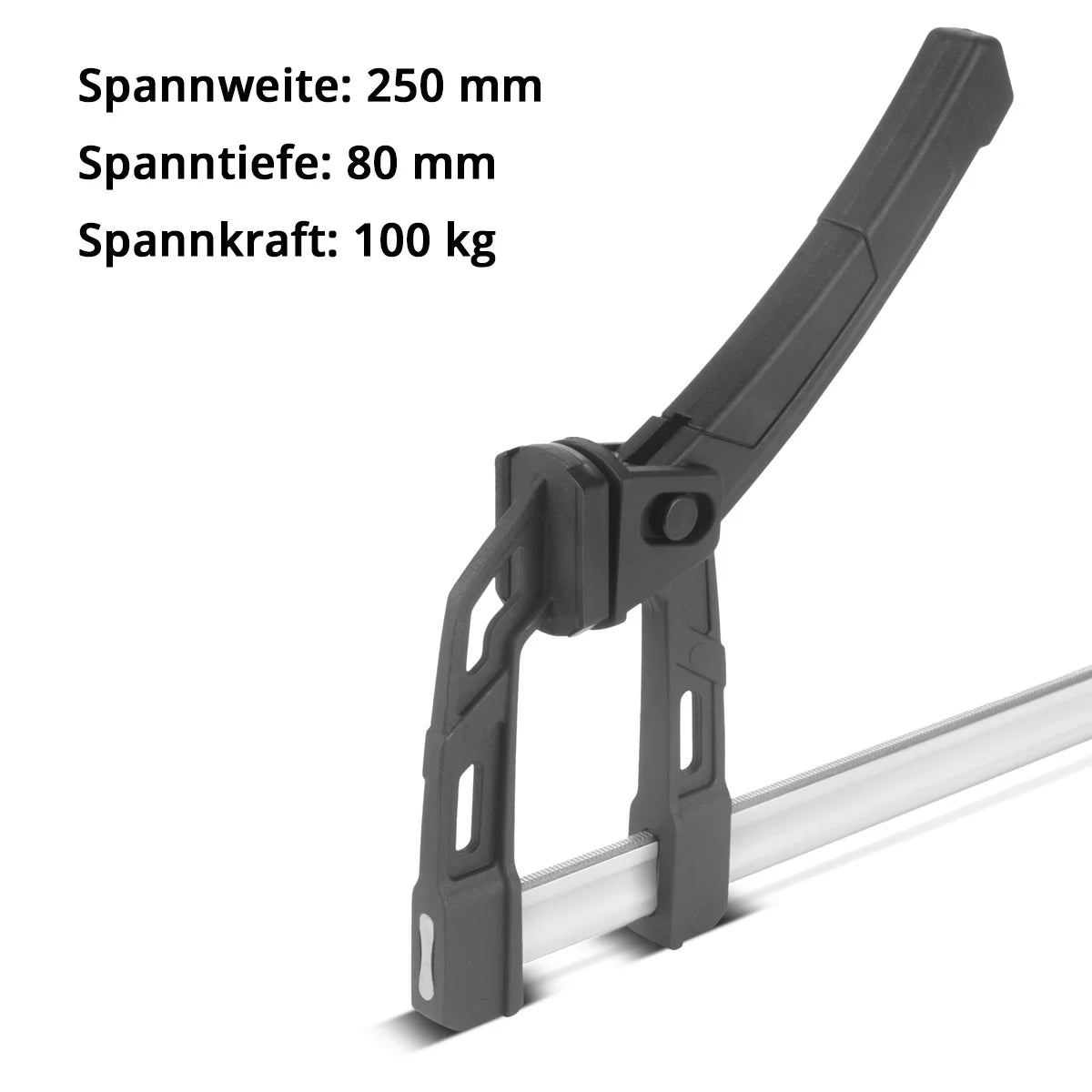 STAHLWERK 2er Set Hebelzwinge 80x250 mm | kraftvolle Klemmzwinge mit 100 kg Druckkraft | Schnellspanner zum präzisen Fixieren von Werkstücken | stabile Zwinge mit Spannweite 250 mm, Spanntiefe 80 mm