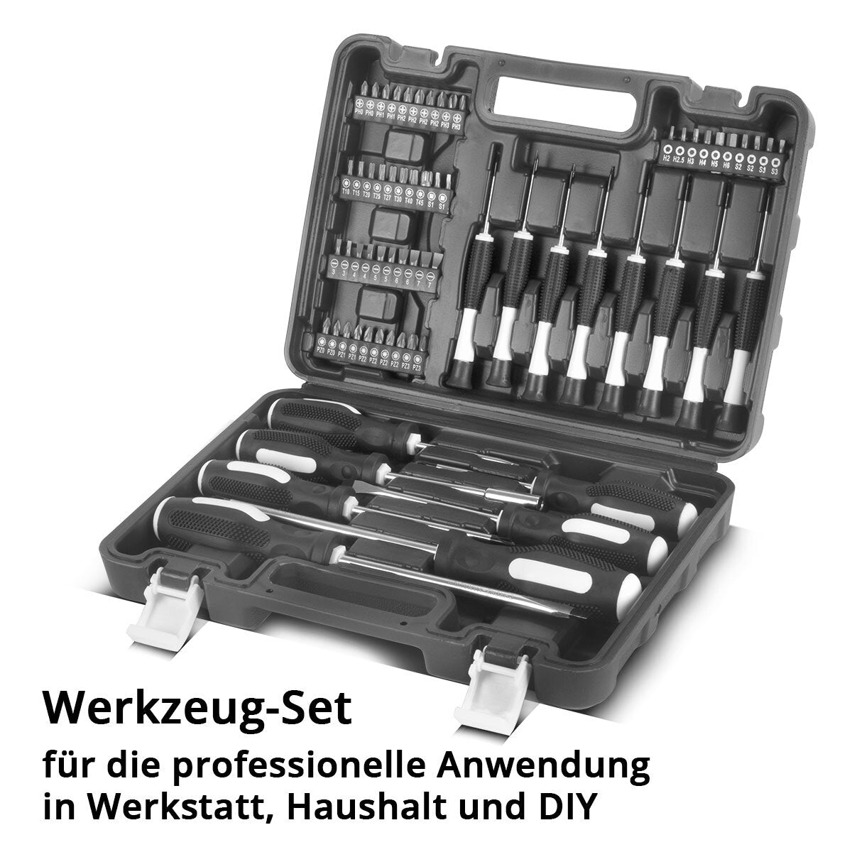 Steelworks DIY WILLER SET HTS-66 ST Tool case | Tool Box | Tool box with a 65-part tool set made of screwdrivers, bit holders and extensive bit set