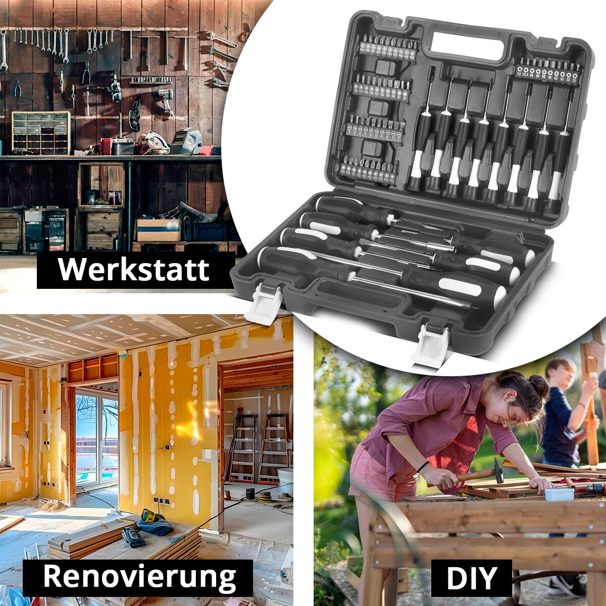 Steelworks DIY WILLER SET HTS-66 ST Tool case | Tool Box | Tool box with a 65-part tool set made of screwdrivers, bit holders and extensive bit set