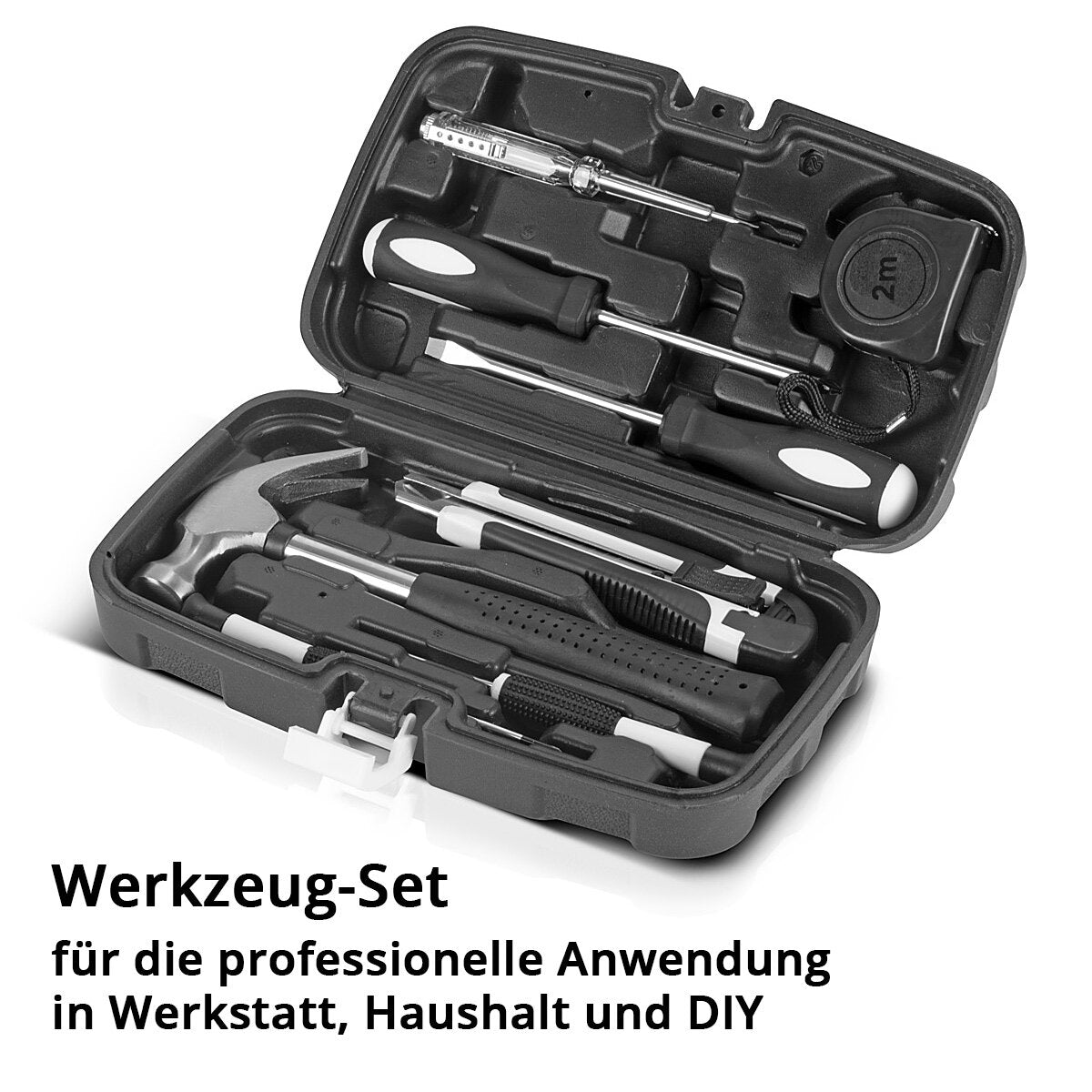 Steelworks DIY WILLER SET HTS-9 ST Tool case | Tool Box | Tool box with 8-part tool set made of screwdrivers, measuring tape, hammer, electrosonde and universal knife