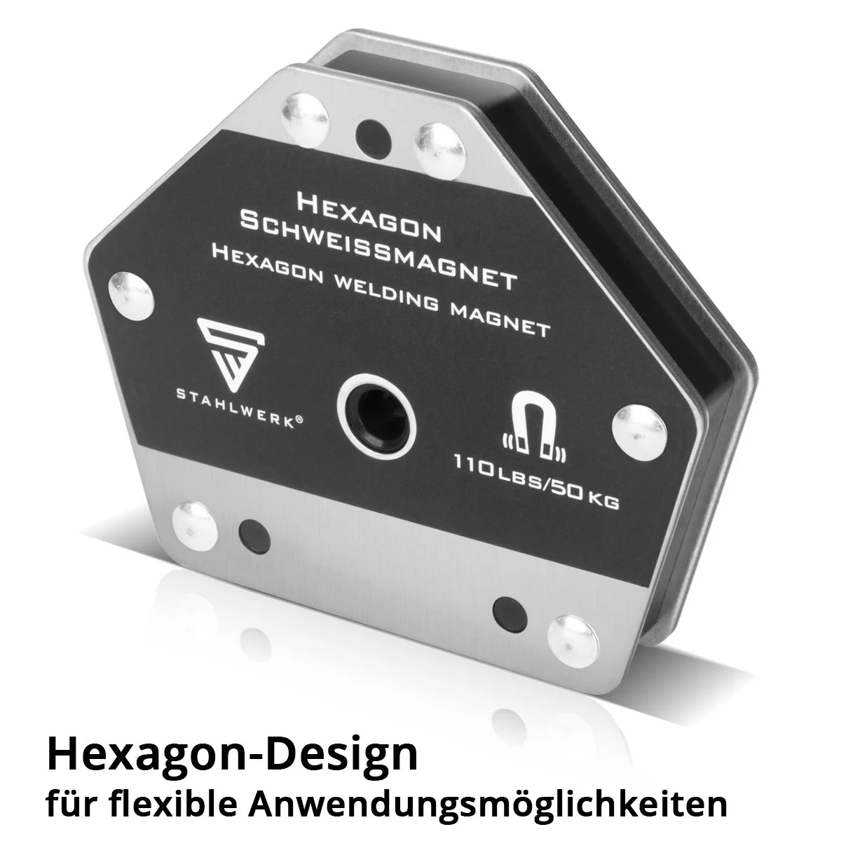 STAHLWERK Hexagon Schweißmagnet | Leistungsstarker Magnet für vielseitige Anwendungen mit 50 kg Haftkraft