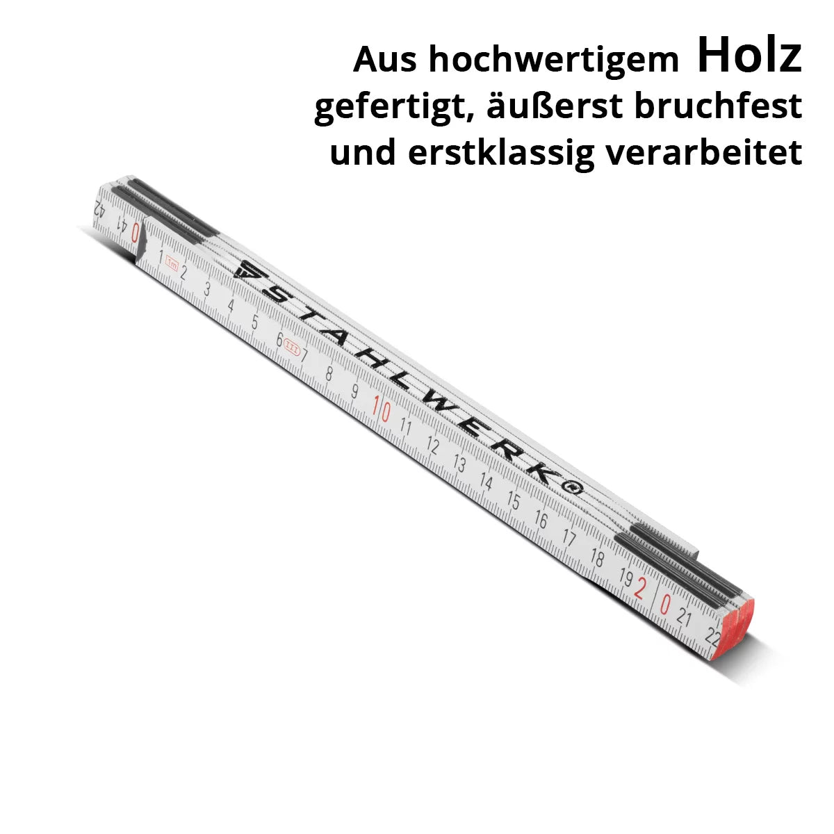 Stahlwerk Zollstock 1 mètre d'emplacement en bois précis | Mäntstab | Échelle | Tale Tape | Mesure du compteur avec des chiffres métriques faciles à lire