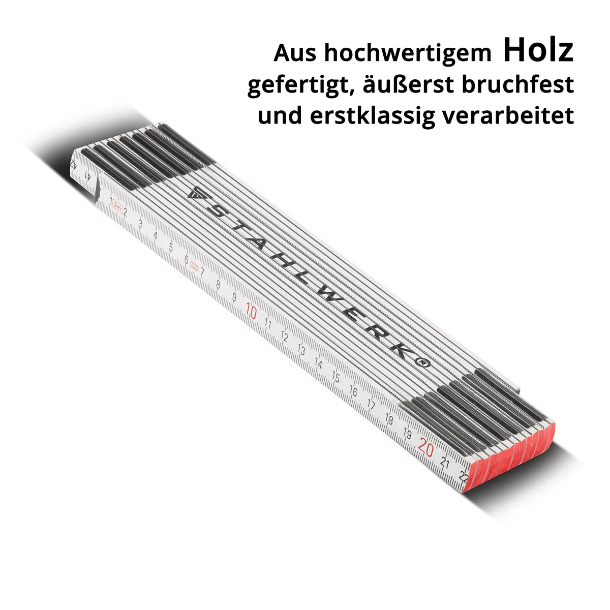 Stahlwerk Zollstock 3 metre hassas ahşap yapı | Mäntstab | Ölçek | Masal Bant | Kolay -okumak için metrik rakamlarla ölçüm cihazı ölçüsü