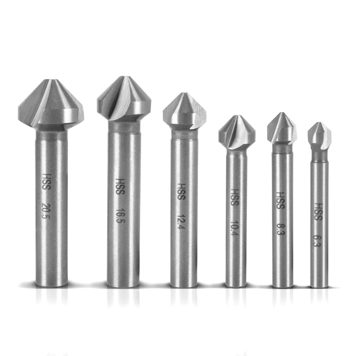 Çelik işleri HSS Koni Kalem 6 Set 90 ° 6.3-20.5 mm Din 335 Form C Senker | Deutzenker | Senk Matkap | ANSENKER | Lavabo | Senk Aracı | Ahşap, metal ve plastik için evrensel koni seti