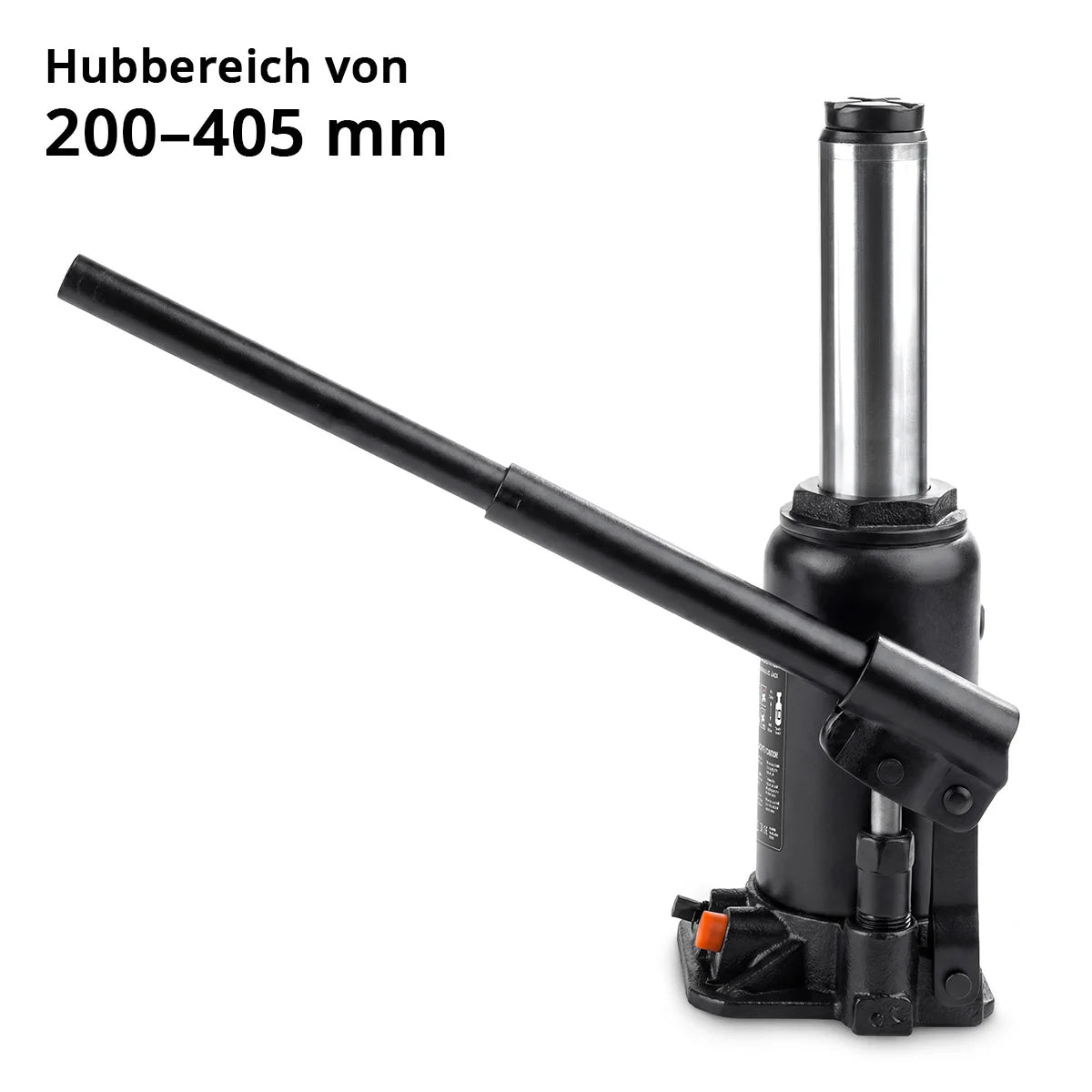 STAHLWERK Hydraulikheber GW1004 mit 10 t Tragkraft | Hubbereich 200 - 405 mm | Kompakter Stempelwagenheber | Hydraulik-Wagenheber | Stabiler Flaschenwagenheber für Maschinen, Nutzfahrzeuge und Pkw