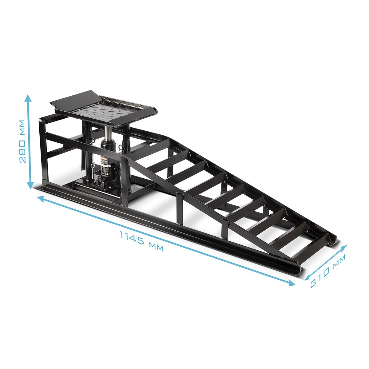 STAHLWERK Hydraulische Auffahrrampe GTH-14 ST mit 5 Tonnen Tragkraft Auffahrbock mit Wagenheber | höhenverstellbare Auto-Rampe | Pkw-Rampe | Kfz-Bock