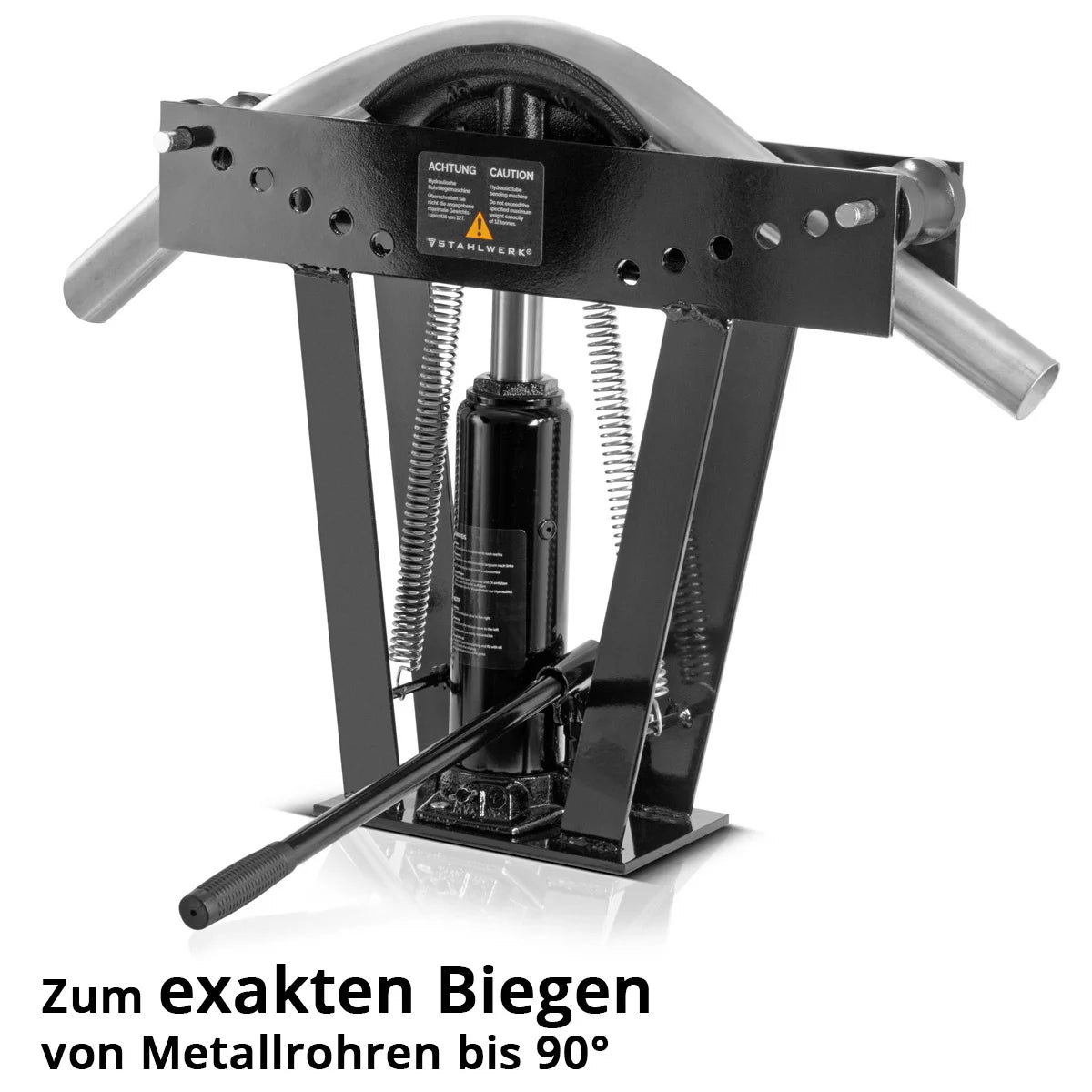 STAHLWERK Rohrbiegemaschine bis 90° mit 12 t Presskraft hydraulisches Rohrbiegegerät | Rohrbieger | Biegemaschine | Biegegerät mit 6 Matrizen zum Biegen von 3-50 mm Metallrohren