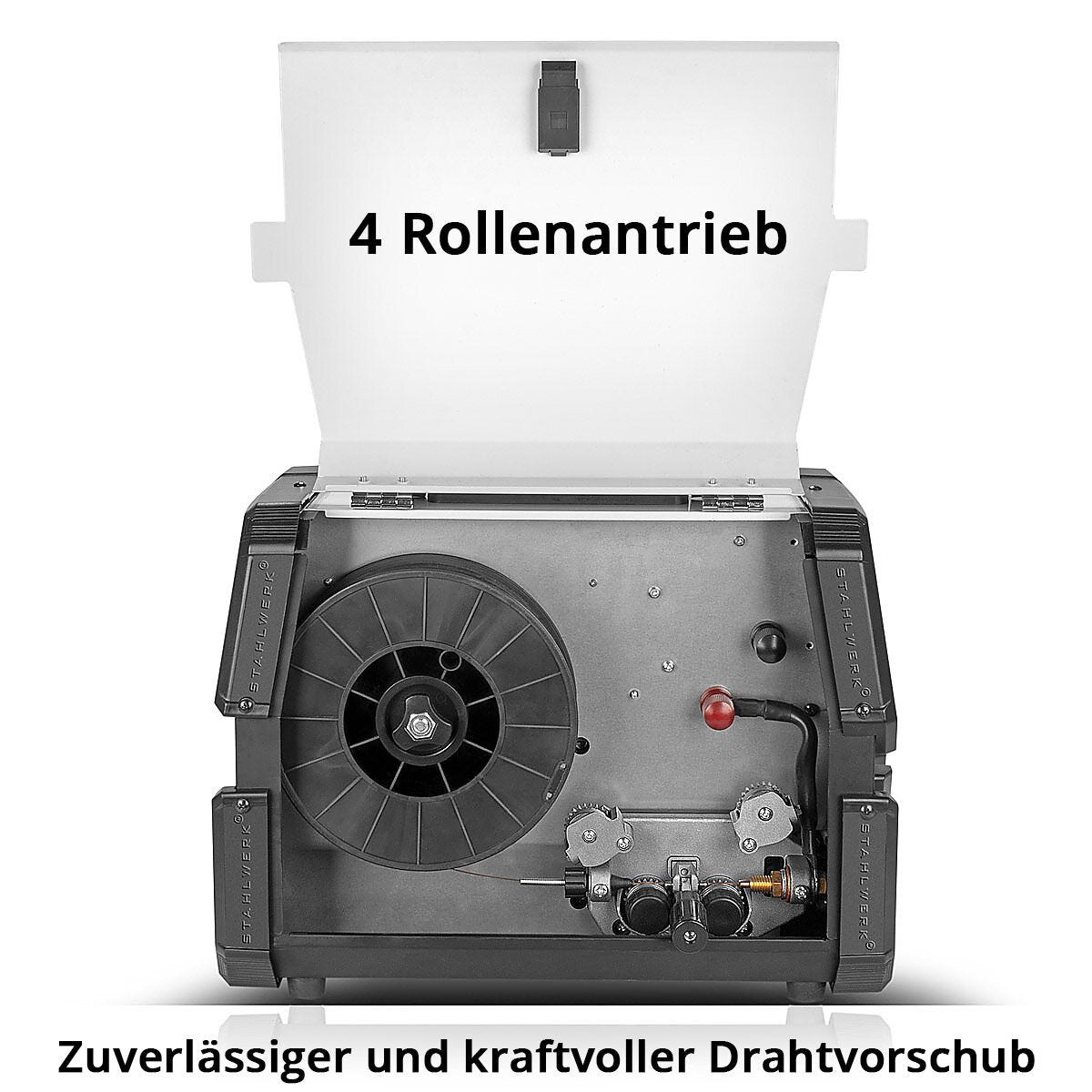 Dispositivo de soldadura Combi Stahlwerk CTM-2550 ST Digital 5-en-1 Dispositivo de soldadura de gas protector | Inversor con 200 a, función spot, alimentación sinérgica de alambre e integrado 50 A cortador de plasma | Peluca | Mig Mag | MMA | Flujo