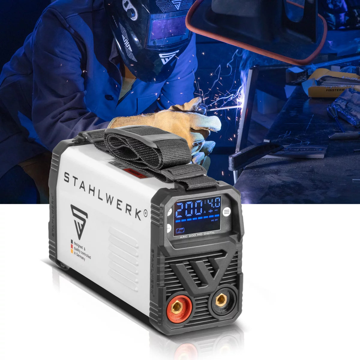 Máquina de soldadura Steelworks ARC 200 MD Digital - DC Equipo completo MMA | E-Hand | Inverter Lift-Tig con 200 amperios, pantalla digital, tecnología IGBT y tablero único