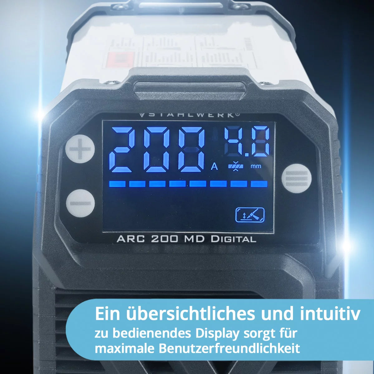 STAHLWERK Schweißgerät ARC 200 MD Digital - DC MMA | E-Hand | Lift-TIG Inverter mit 200 Ampere, Digital-Display, IGBT Technologie und Single-Board