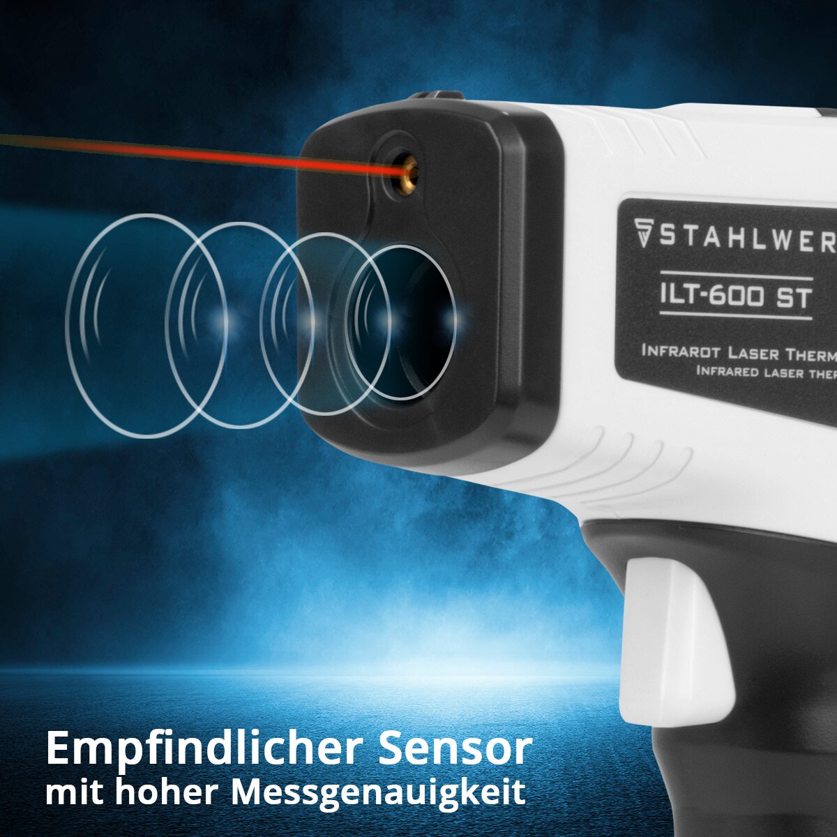 STAHLWERK Infrarot-Laser-Thermometer ILT-600 ST -50C° bis 600°C Digitales Infrarot-Thermometer | Pyrometer | Temperaturmessgerät | Strahlungsthermometer | Digital-Thermometer für kontaktlose Messungen