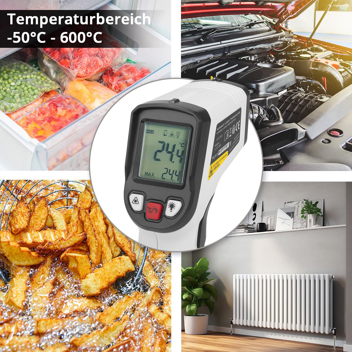 STAHLWERK Infrarot-Laser-Thermometer ILT-600 ST -50C° bis 600°C Digitales Infrarot-Thermometer | Pyrometer | Temperaturmessgerät | Strahlungsthermometer | Digital-Thermometer für kontaktlose Messungen